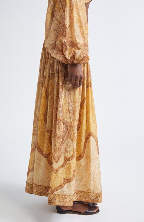 Zimmermann Wanderlust Metallic Stripe Cotton & Silk Maxi Skirt In Neutral