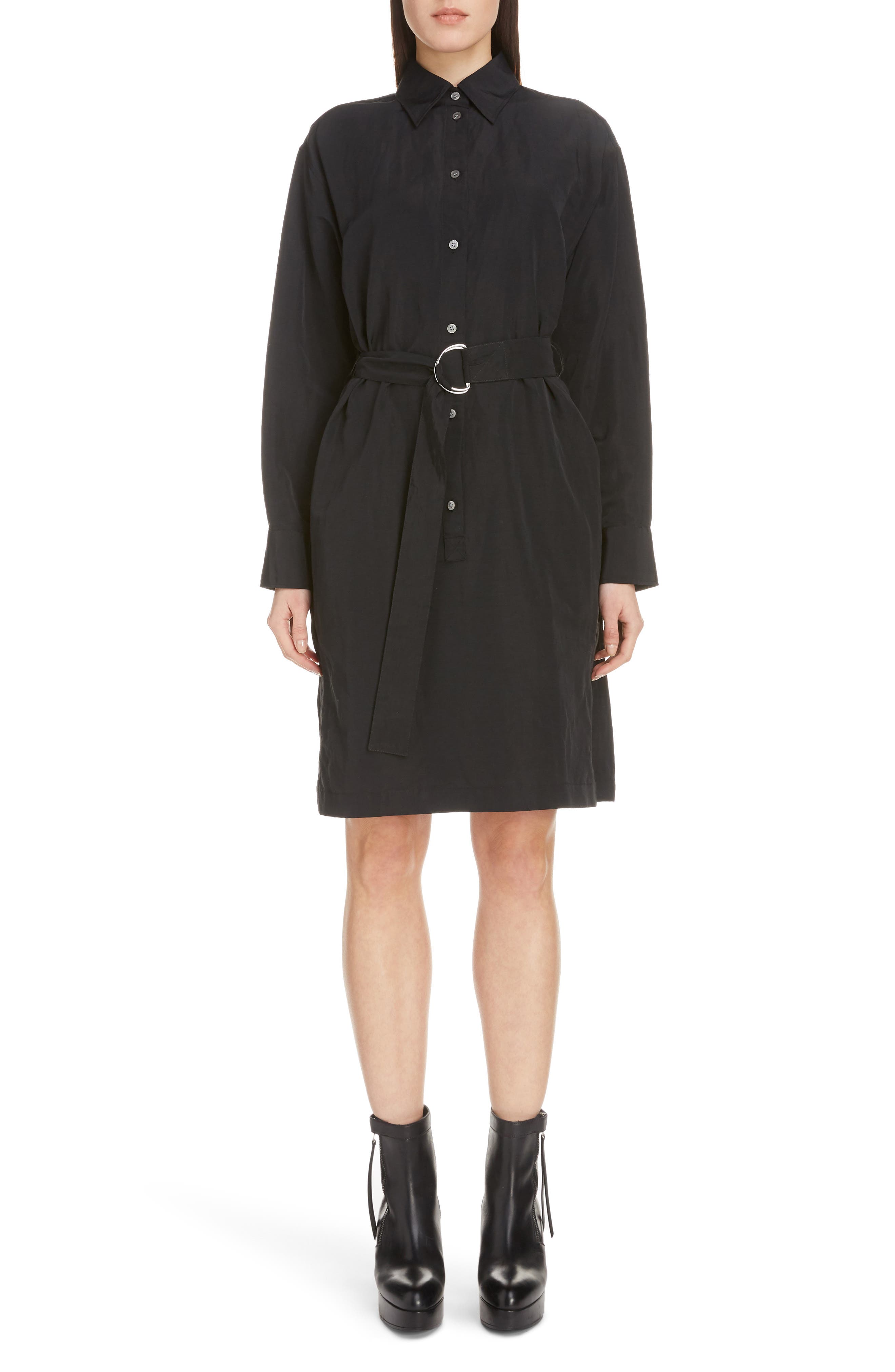 Acne Studios Studios Damiena Long Sleeve Belted Shirtdress (Women ...