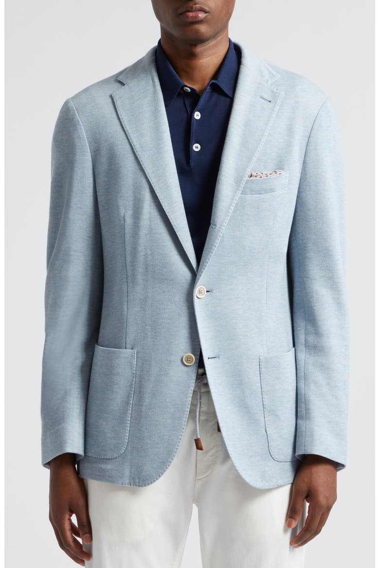 Cotton & Cashmere Twill Blazer with Removable Hooded Bib, Alternate, color, BABY BLUE
