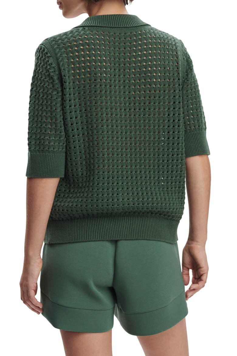 Ellie Open Cable Knit Camp Shirt, Alternate, color, CILANTRO