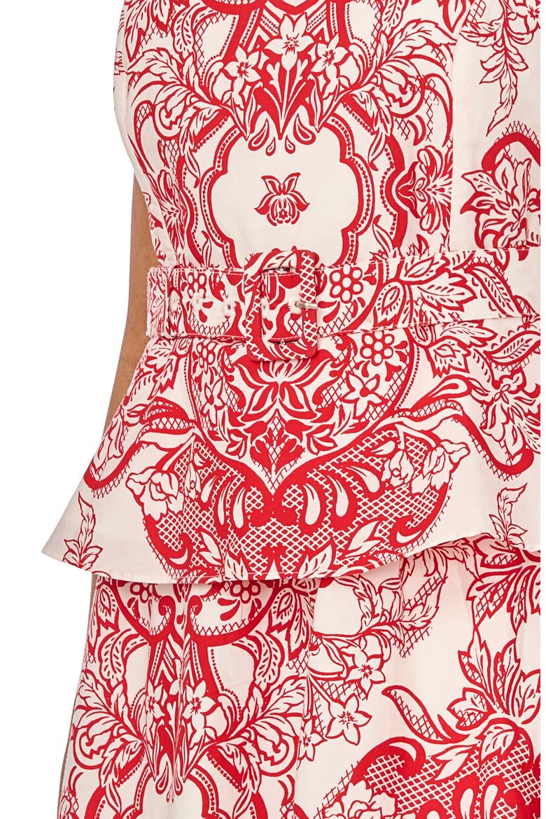 Belted Peplum Top, Alternate, color, CLASSIC CHERRY