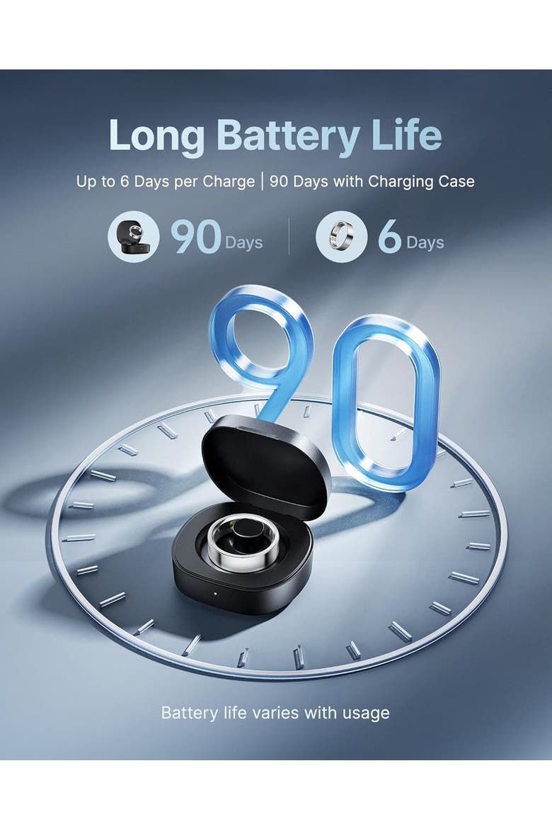 Smart Ring Fitness Tracker with Heart Rate, Blood Oxygen, Sleep Monitor, Call & Alarm Vibration, 5Atm Waterproof, Alternate, color, Silver