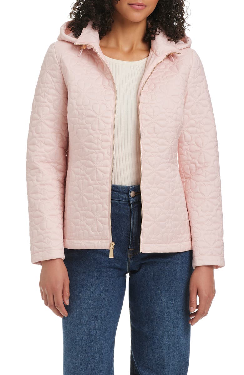 Kate Spade New York short spade flower quilted jacket, Alternate, color, Blush Pink