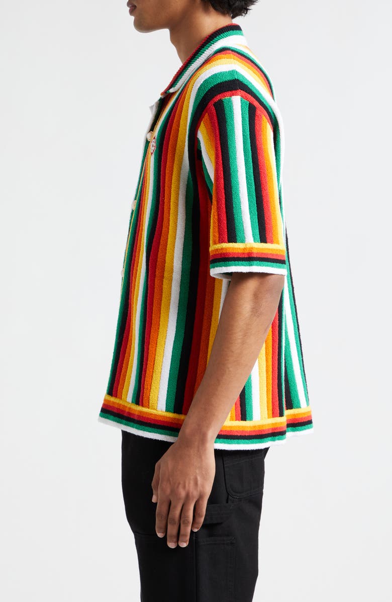 Casablanca Stripe Terry Cloth Camp Shirt, Alternate, color,
