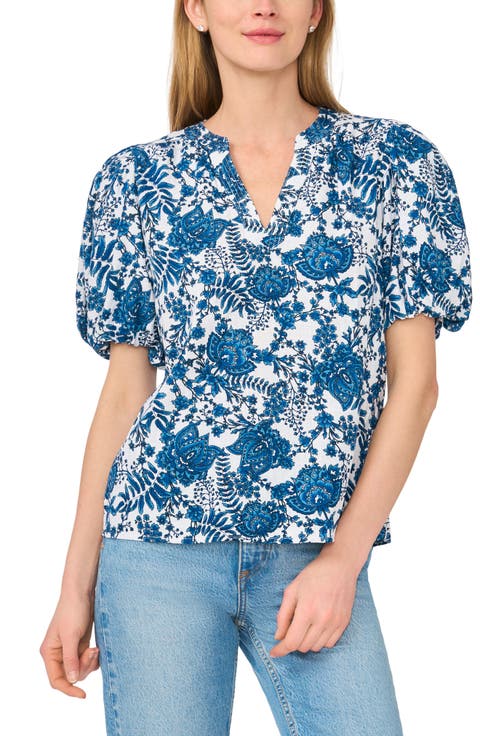 Printed Puff Sleeve Top