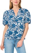 CeCe Printed Puff Sleeve Top