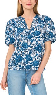 CeCe Printed Puff Sleeve Top