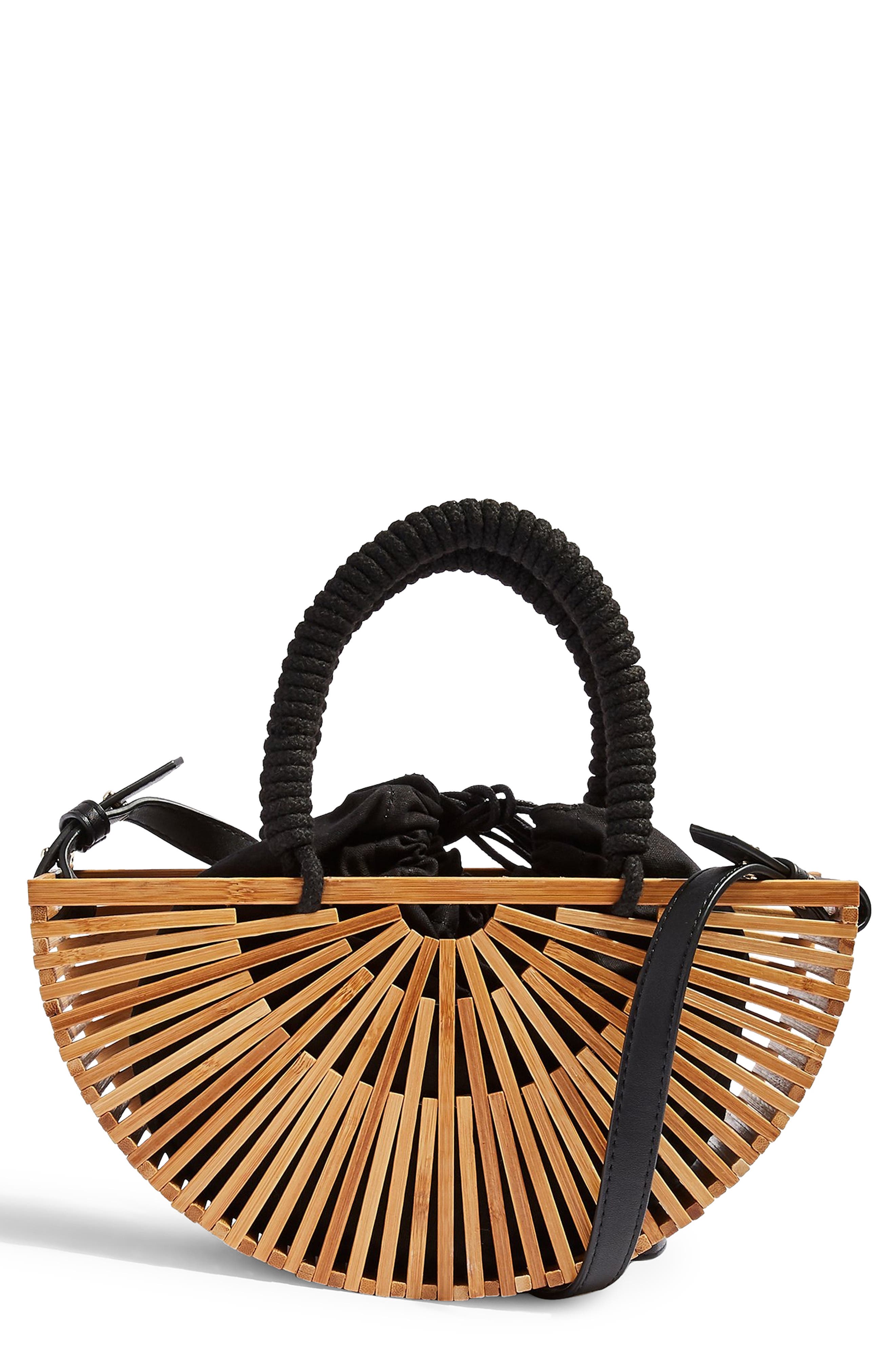 Topshop Crete Wooden Grab Bag, Main, color, 