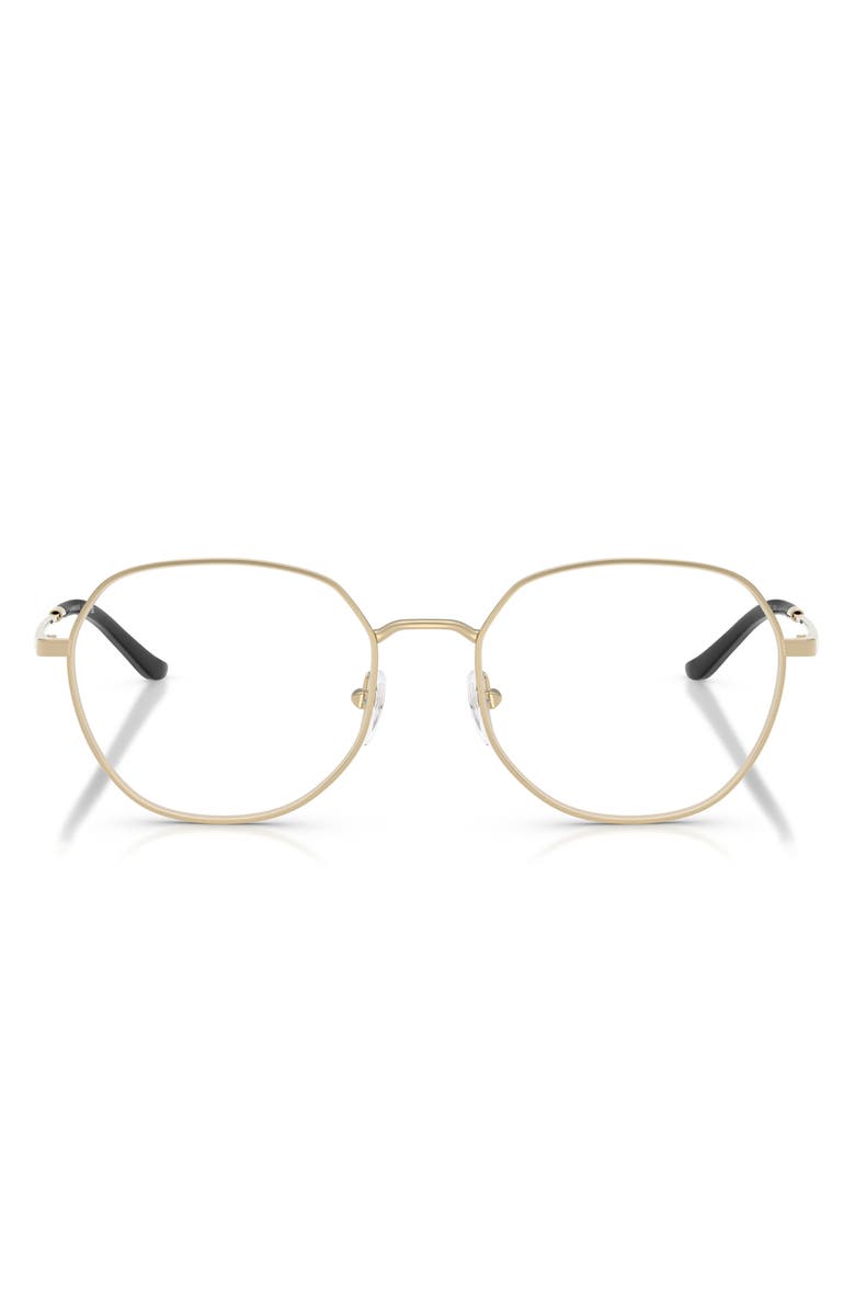 Emporio Armani 54mm Round Optical Glasses, Main, color, Shiny Pale Gold / Demo Lens