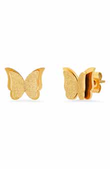 Sand Dust Layered Butterfly Stud Earrings