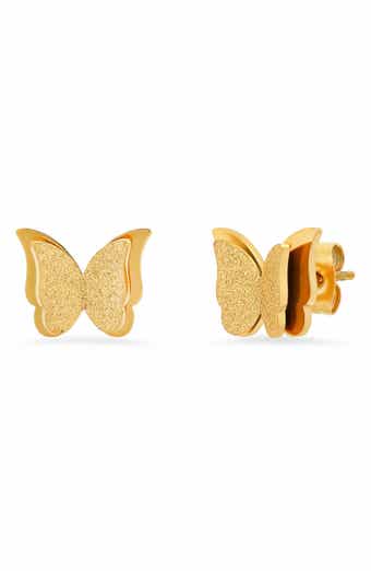 Sand Dust Layered Butterfly Stud Earrings
