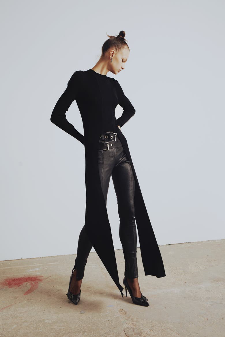 Tailed Knit Top, Main, color, black