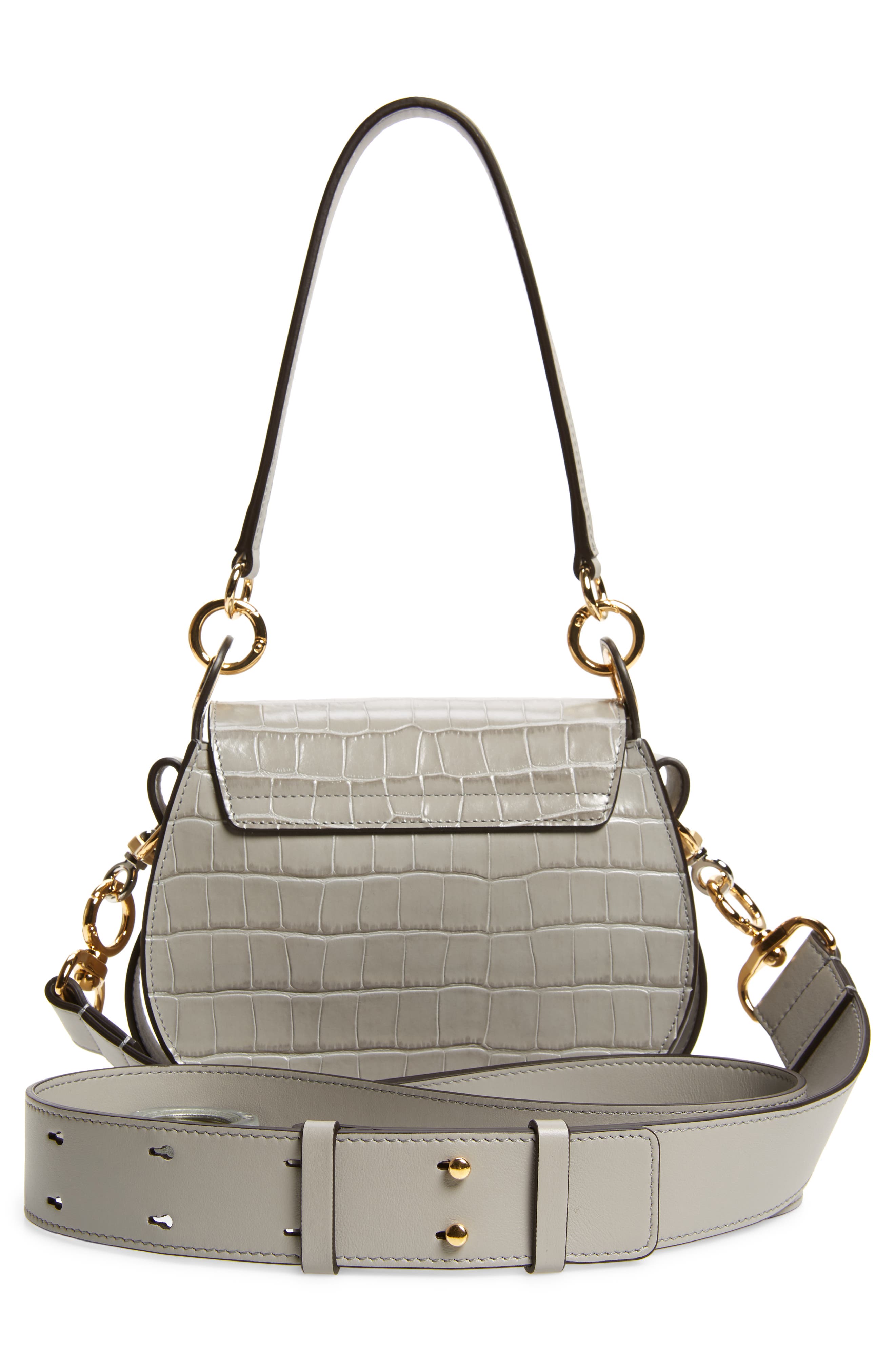 Chloé Small Tess Croc Embossed Leather Shoulder Bag, Alternate, color, 