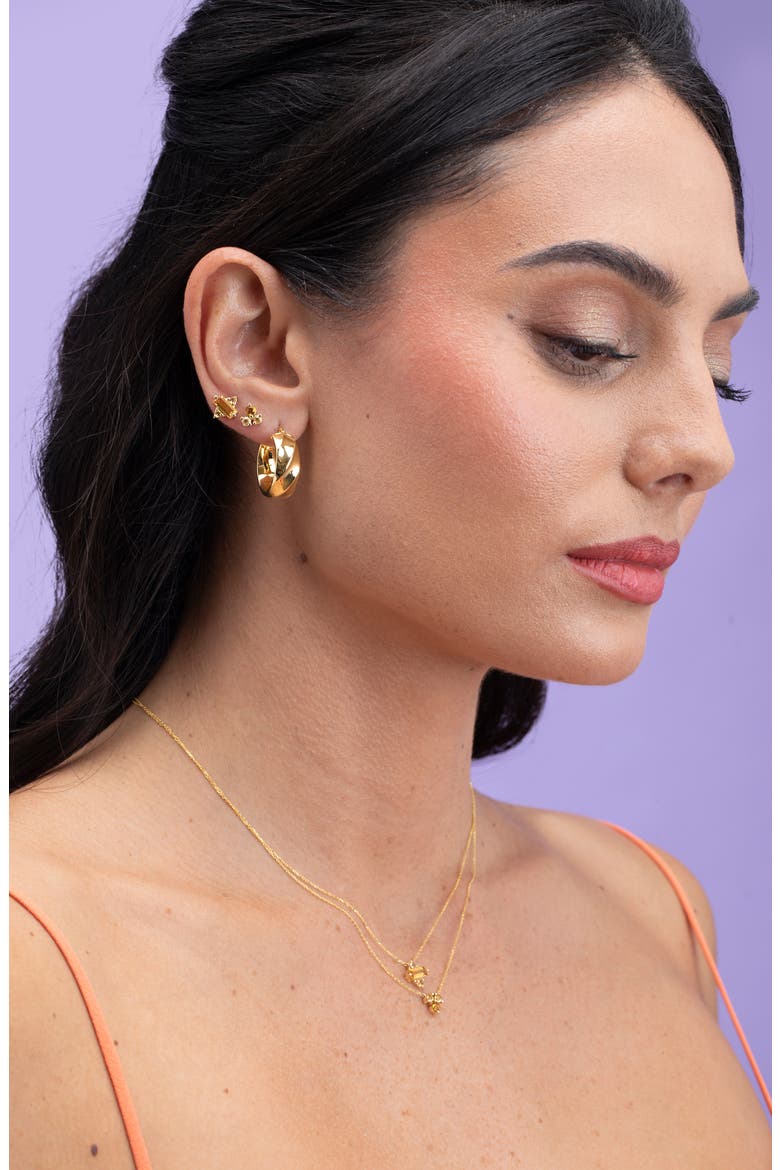 Semiprecous Stone 14K Gold Stud Earrings (Nordstrom Exclusive), Alternate, color, 14K YELLOW GOLD CITRINE