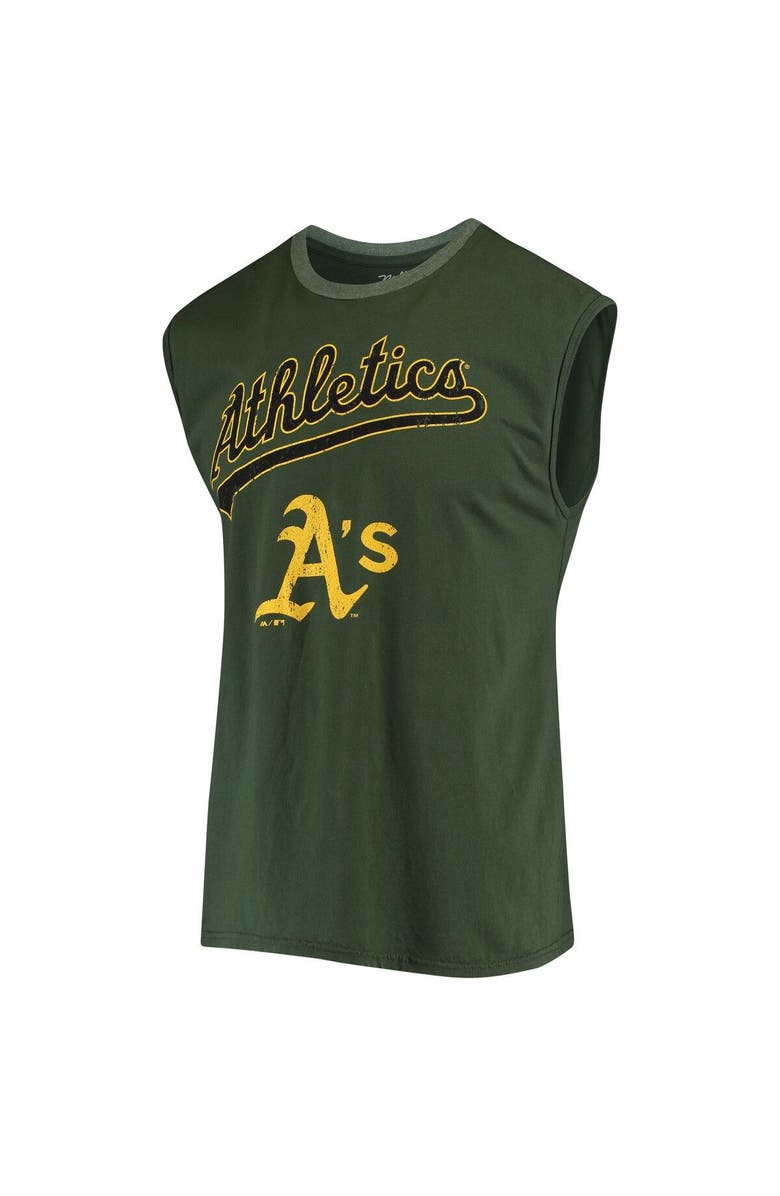Majestic Threads Men's Majestic Threads Green Oakland Athletics Softhand Muscle Tank Top, Alternate, color,
