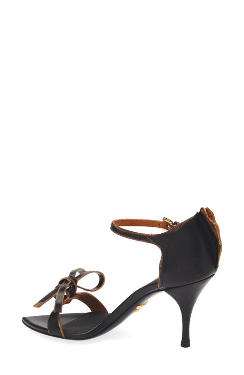 Prada Exposed Seam Ankle Strap Sandal In Black
