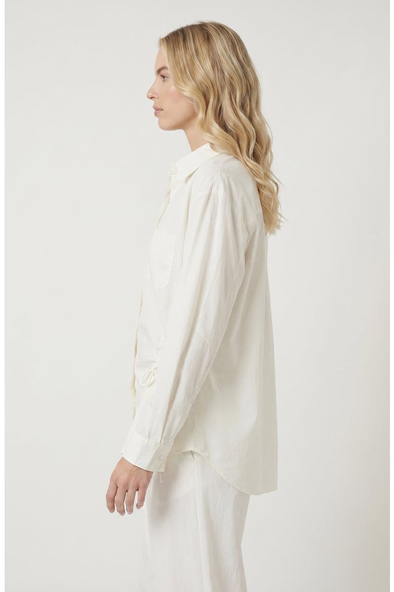 Side Drawstring Detail Button-Up Shirt, Alternate, color, Ivory