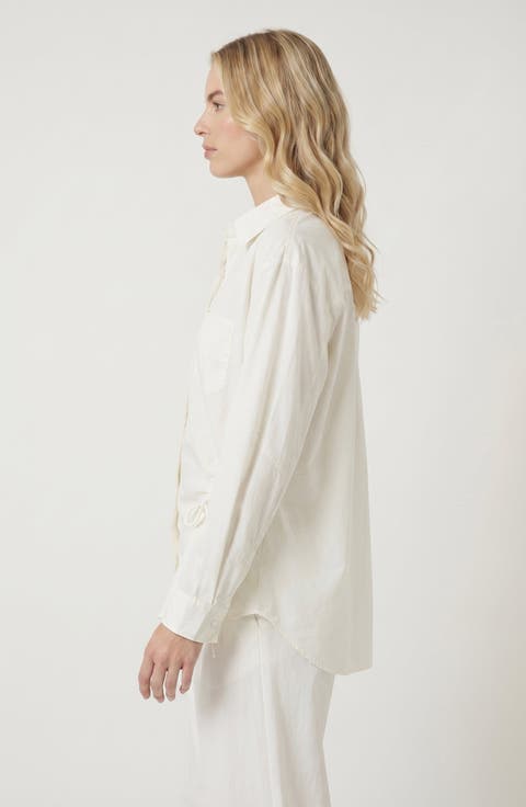 Side Drawstring Detail Button-Up Shirt