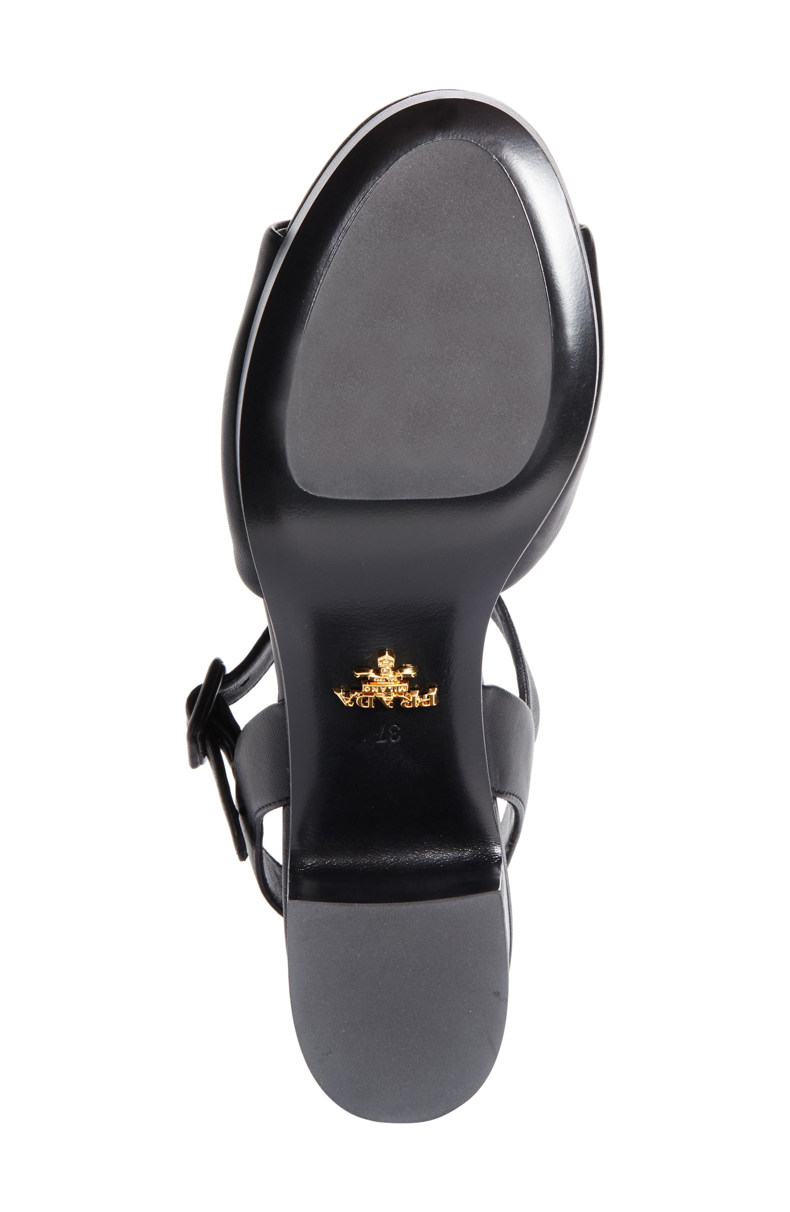 Prada Logo Platform Sandal, Alternate, color, Nero