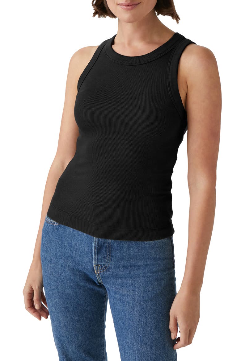Gina Cotton & Modal Rib Tank, Main, color, BLACK