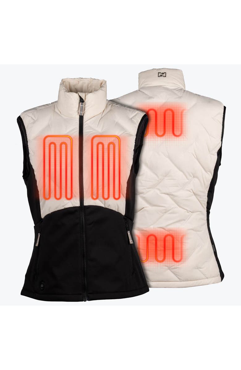 Mobile Warming Women's Natural Down Hybrid Heated Vest, Alternate, color, Black/Cream