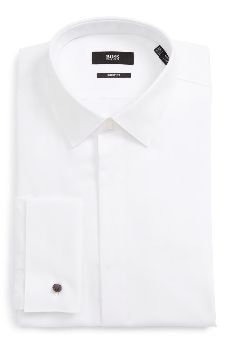 Myron Sharp Fit Tuxedo Shirt, Alternate, color, WHITE