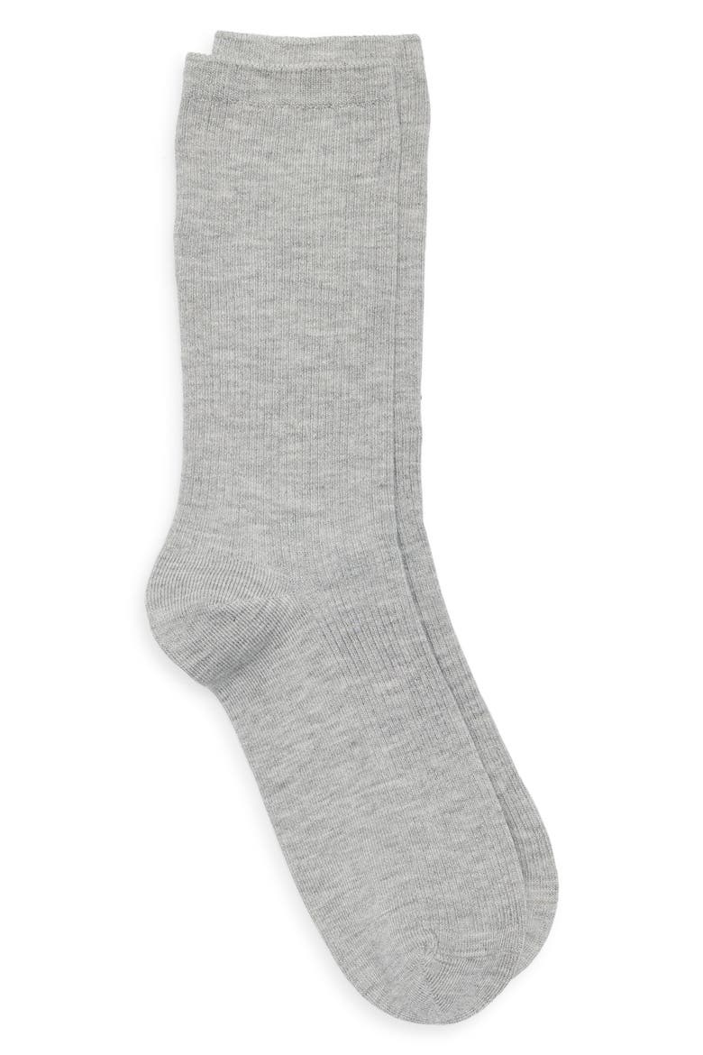 Everyday Rib Crew Socks, Alternate, color, GREY HEATHER