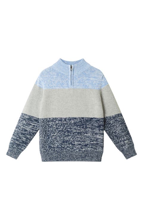 Kids' Colorblock Quarter Zip Cotton Sweater (Toddler, Little Kid & Big Kid)