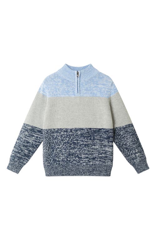 Andy & Evan Kids' Colorblock Quarter Zip Cotton Sweater In Multi