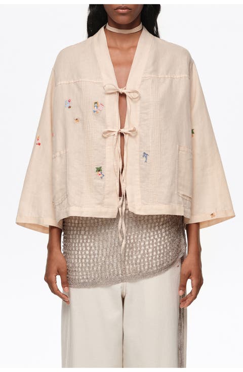Mini Embroidered Kimono Jacket