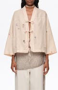 Bimba y Lola Mini Embroidered Kimono Jacket