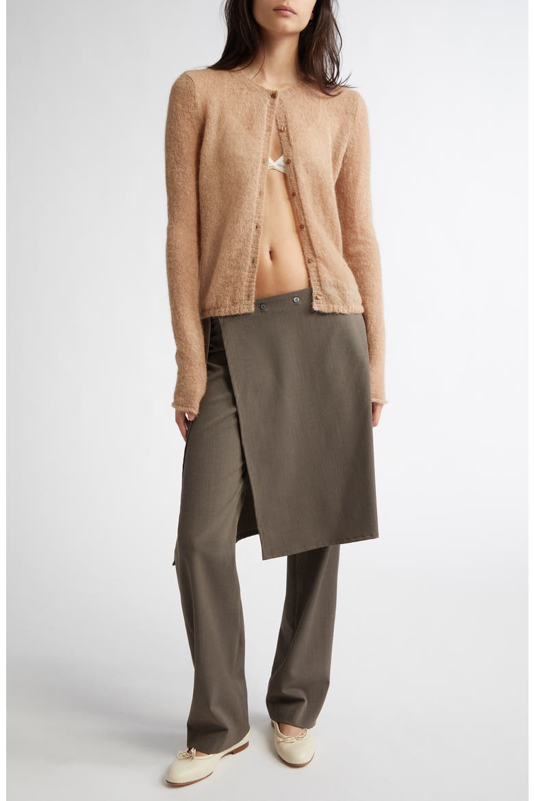Alone Avec Plaisir Mohair & Alpaca Blend Cardigan, Alternate, color, LIGHT BROWN