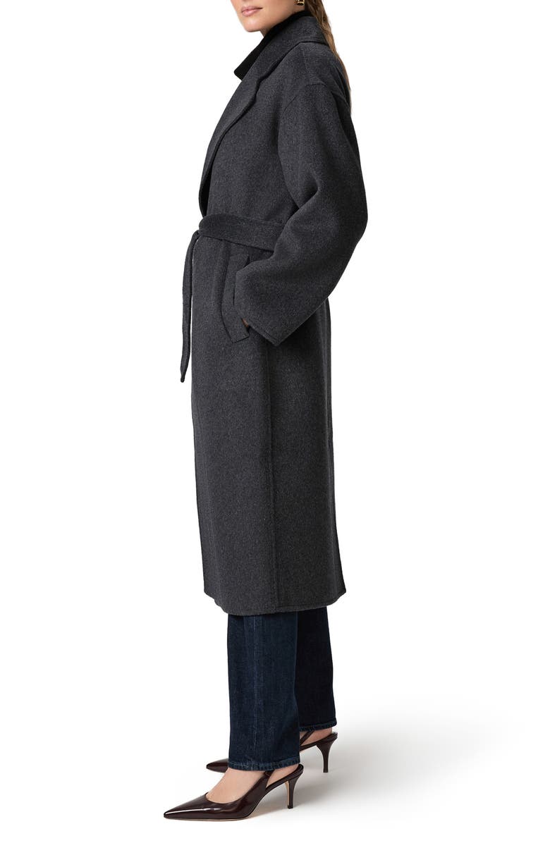 PAIGE Connery Belted Wool Blend Longline Coat, Alternate, color, Dark Charcoal