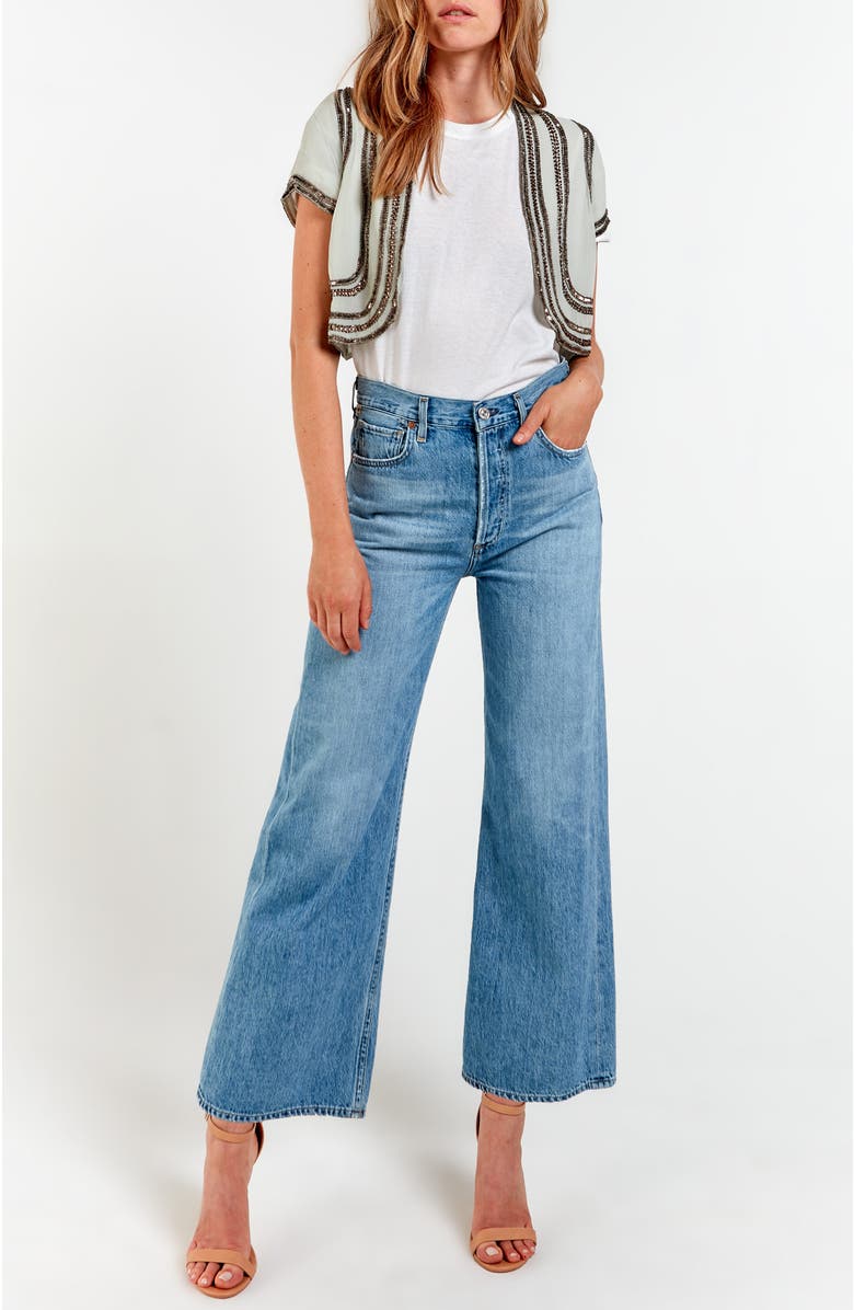 AS by DF Kiki Beaded Capelet, Alternate, color, Sage Green