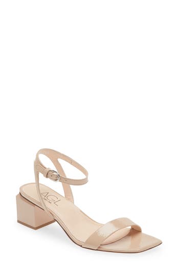 Agl Attilio Giusti Leombruni Angie Block Heel Asymmetric Slide Sandal In Neutral