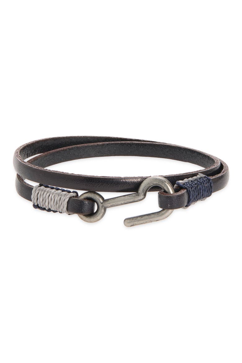 Men's Utility Hook Leather Bracelet, Alternate, color, DARK GREY