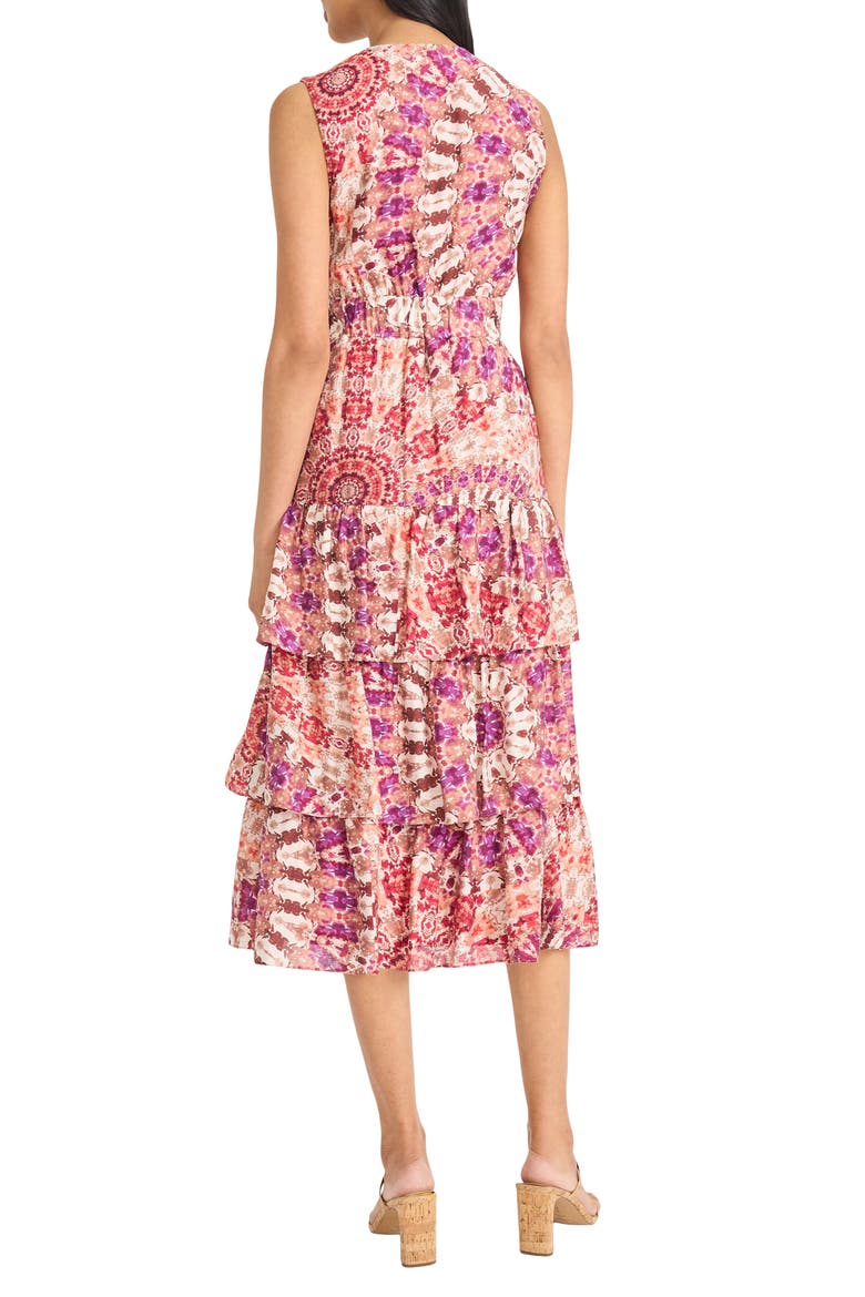 Ruffle Tiered Midi Dress, Alternate, color, CREAM/ PEACH