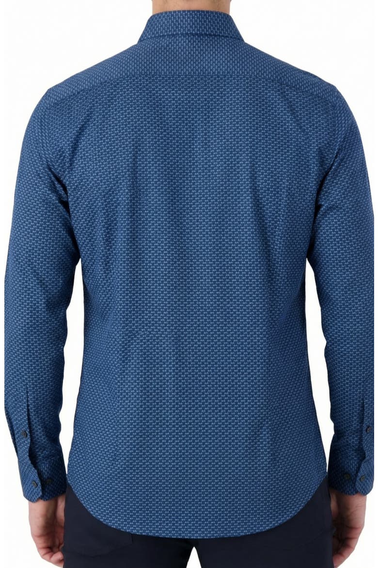 Geo Print Long Sleeve Woven Spot Shirt, Alternate, color, NAVY