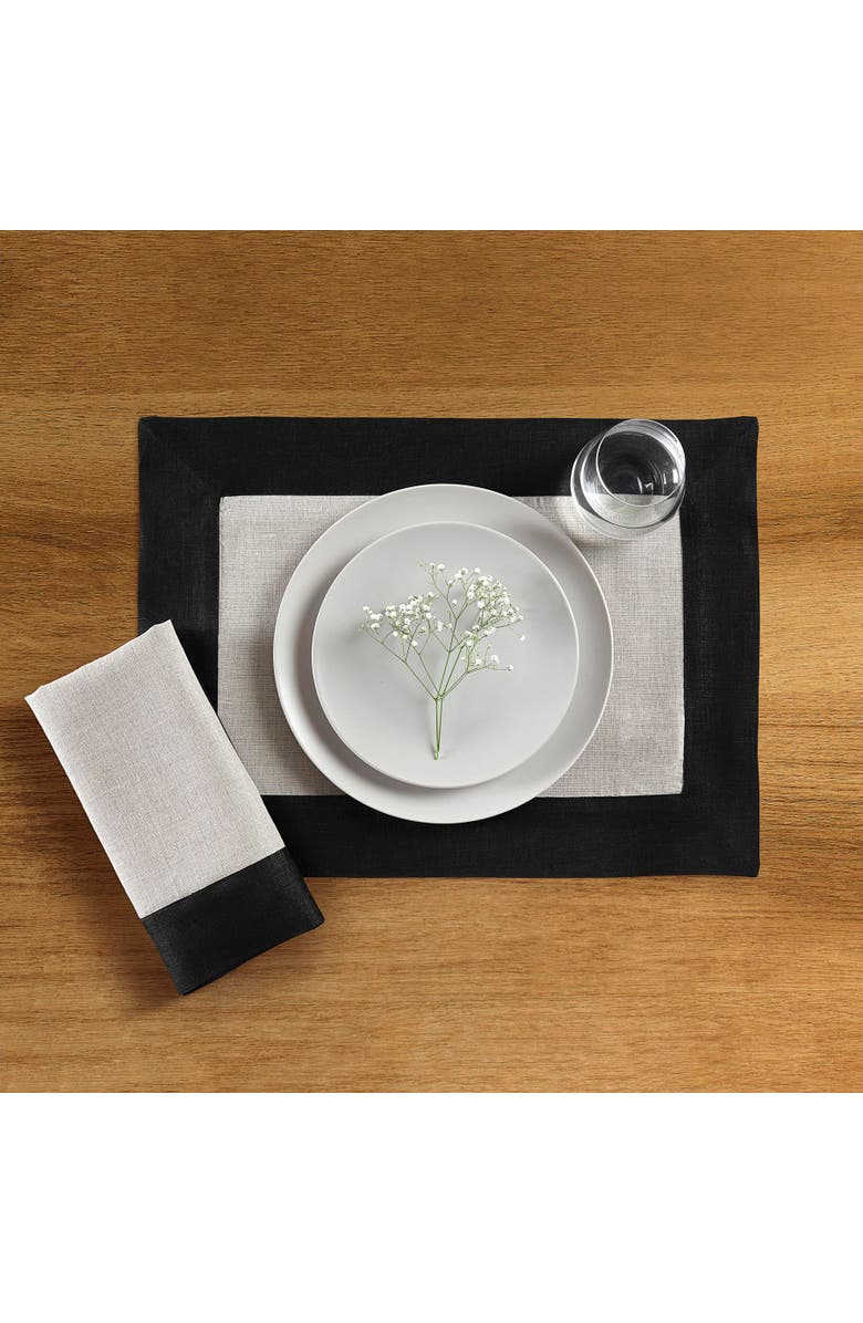 Solino Home Linen Placemats - Contempo, 14" x 19" Inch, Alternate, color, Black And Natural
