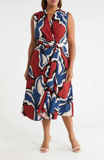 Print Surplice Midi Dress