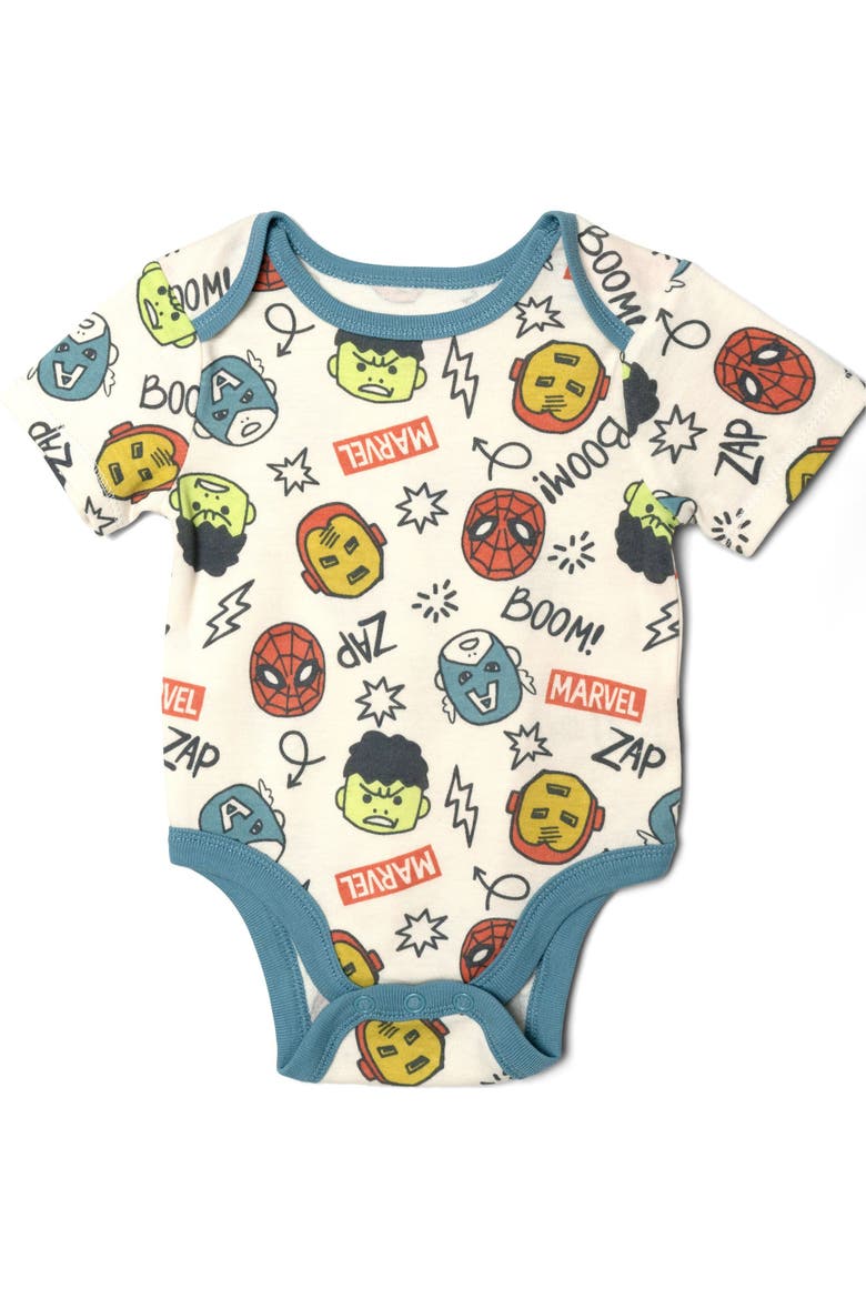 5-Pack One Piece Bodysuits, Alternate, color, Avengers Blue Grey