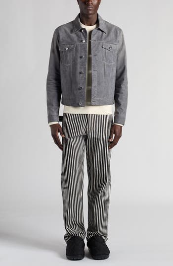 Bottega Veneta Denim Print Leather Trucker Jacket | Nordstrom
