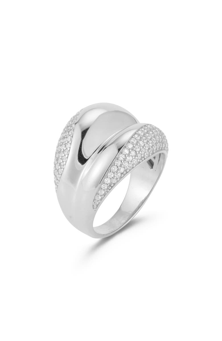 GLAZE JEWELRY Pavé Cubic Zirconia Statement Ring, Alternate, color, Silver