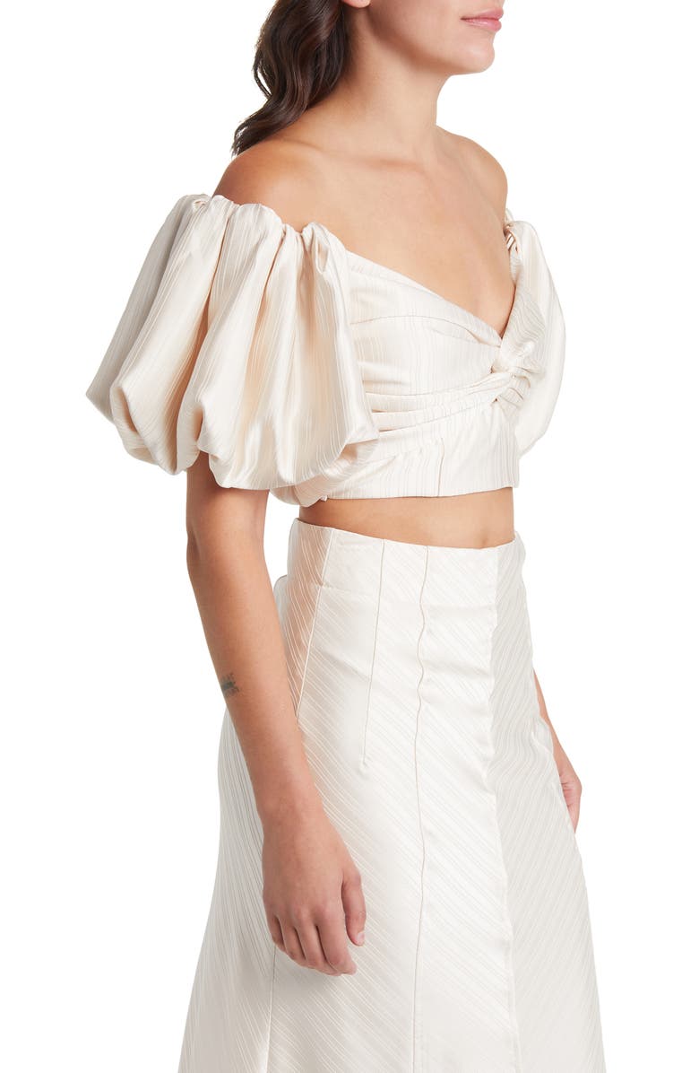 MOON RIVER Off the Shoulder Puff Sleeve Crop Top, Alternate, color, 