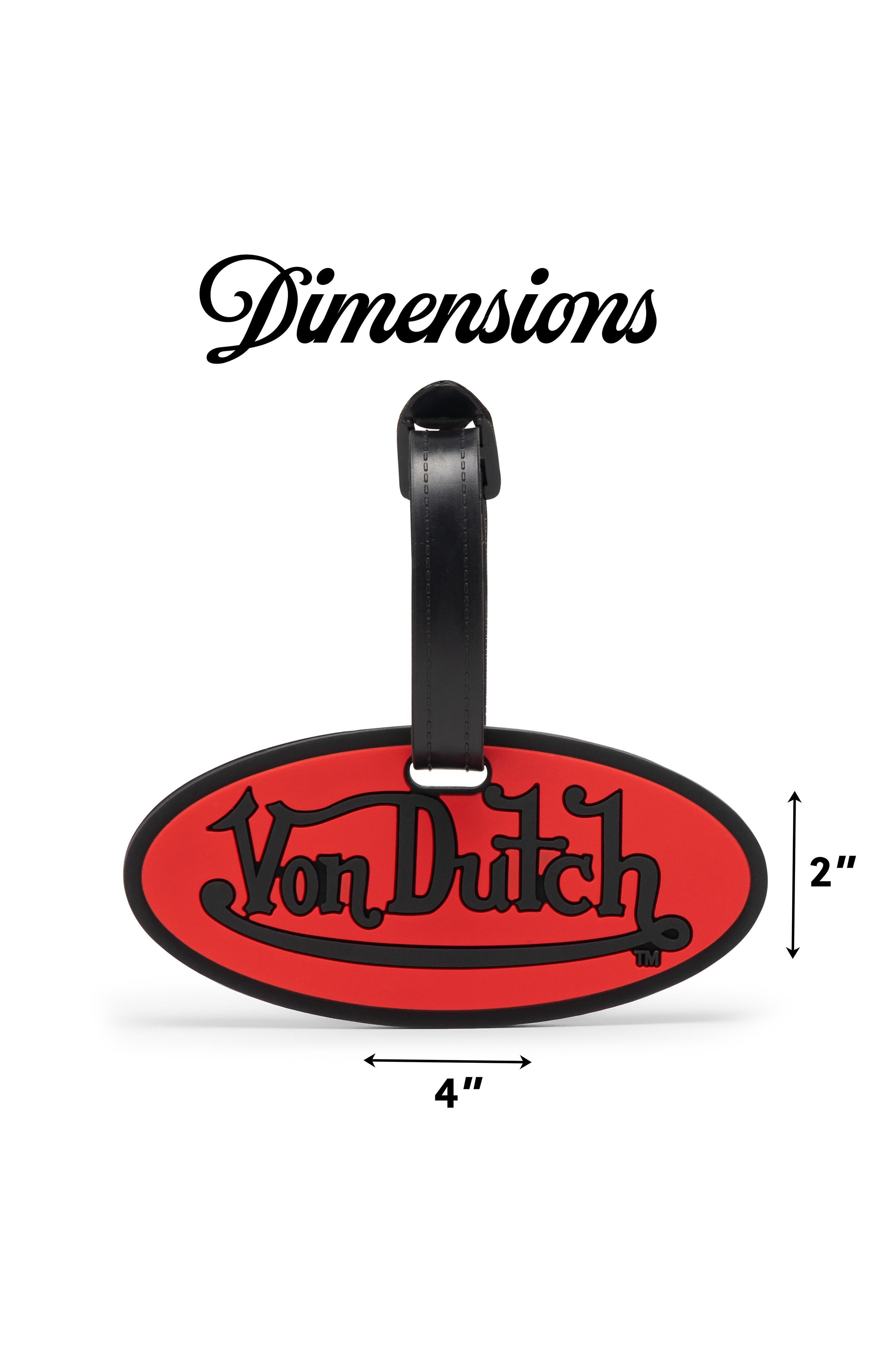 Von Dutch Logo Patch 2-Piece Suitcase ID Tag Set with Adjustable Straps, Alternate, color, Logo Patch