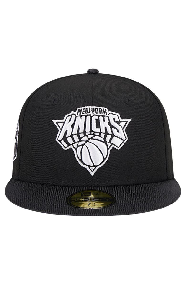 New Era Men's New Era Black New York Knicks Active Satin Visor 59FIFTY Fitted Hat, Alternate, color, 