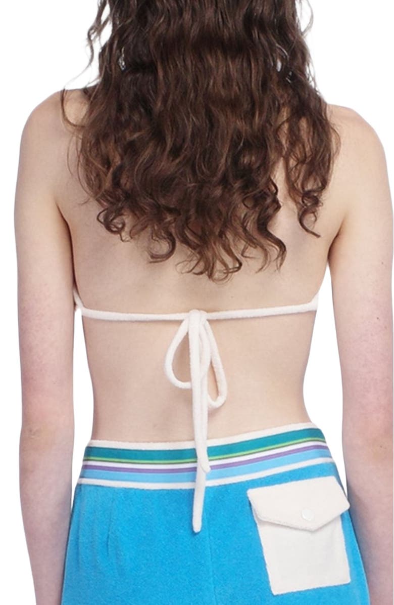Anna Sui Cabana Terry Bikini Top, Alternate, color, Ocean Blue