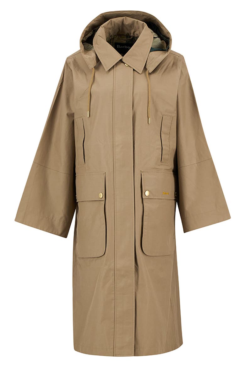 Maude Waterproof Jacket with Removable Hood, Alternate, color, MILITARY BROWN/ ANCIENT TARTAN
