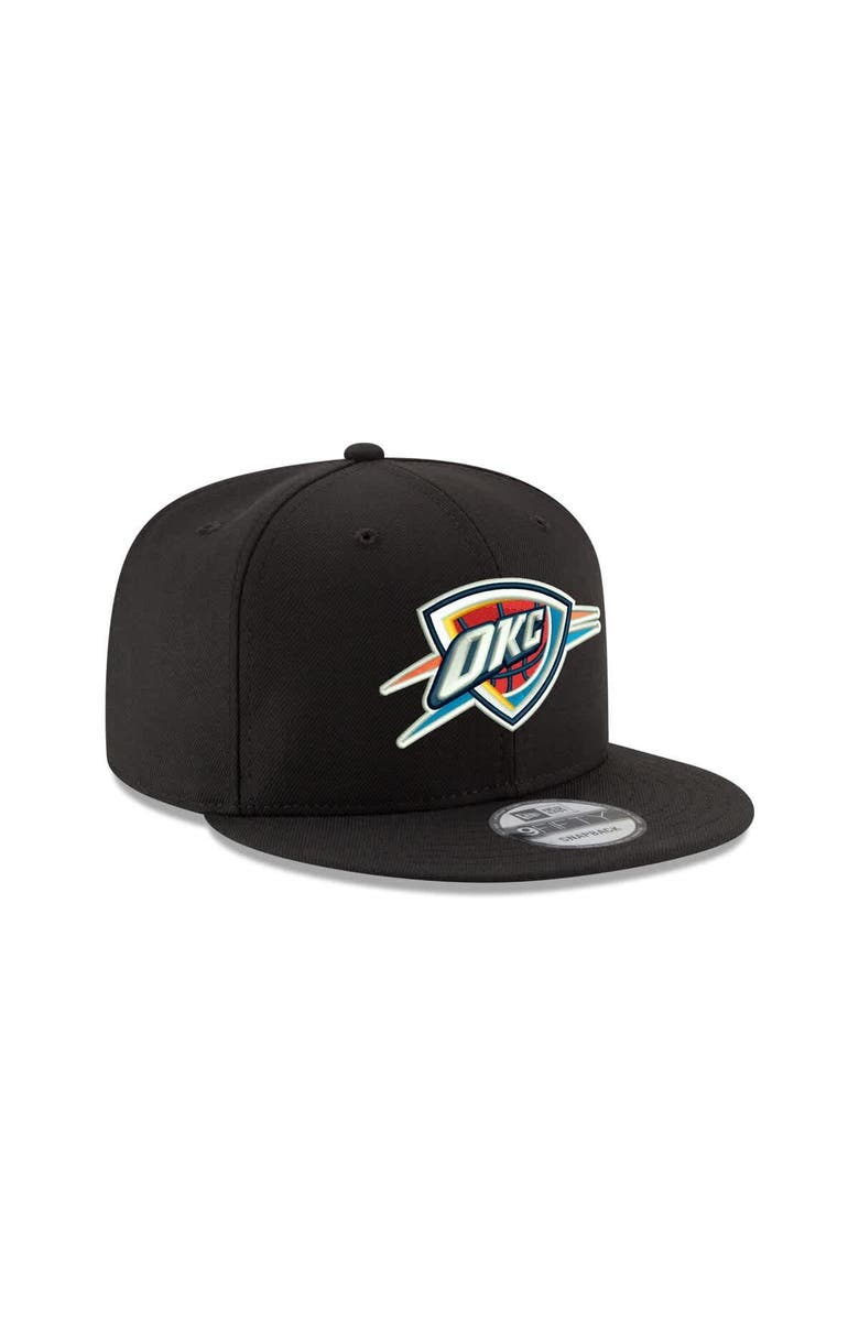 New Era Men's New Era Black Oklahoma City Thunder Core Logo 9FIFTY Snapback Hat, Alternate, color, Black