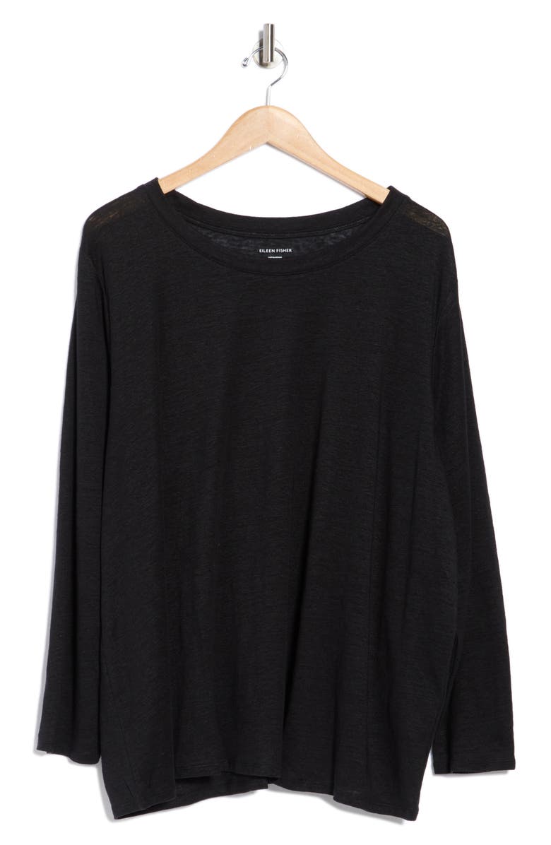 Eileen Fisher Organic Linen Long Sleeve T-Shirt, Main, color,